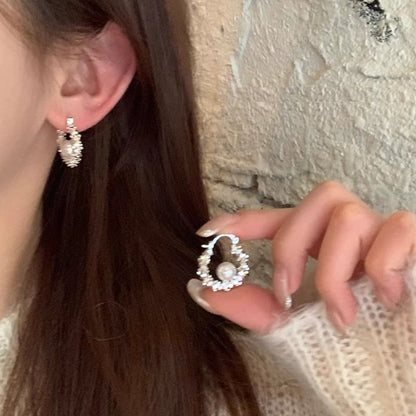 Faux Hoop Beaded Earring Pearl