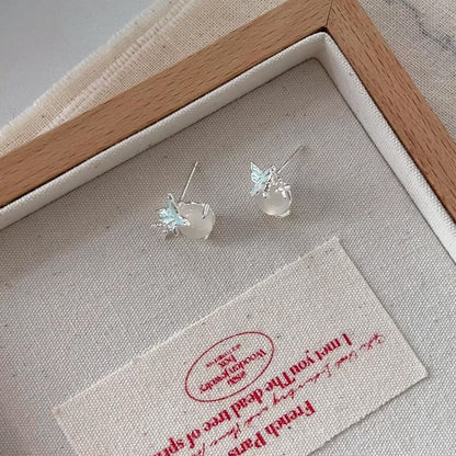 Earring Cabochon Stud Enamel Butterfly