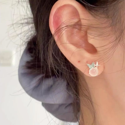 Earring Cabochon Stud Enamel Butterfly