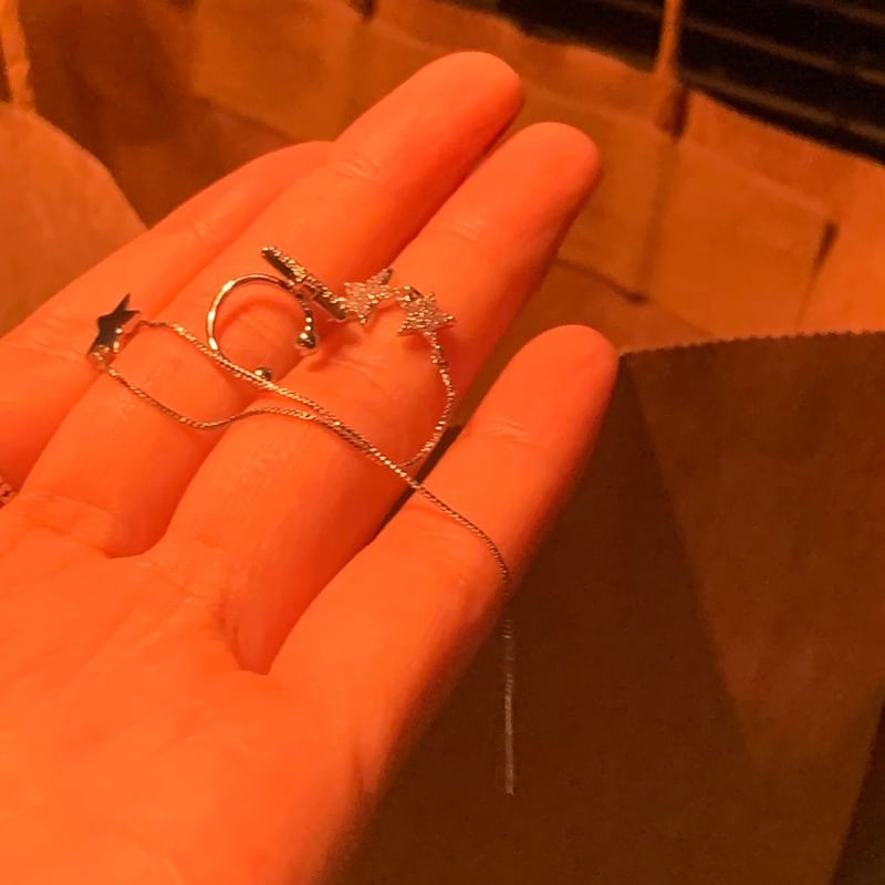 Rhinestone Ear with Earring Star Cuff