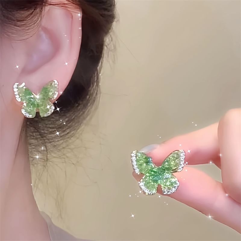 Earring Rhinestone Butterfly Stud