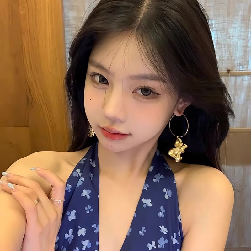 Drop Earring Hoop Flower