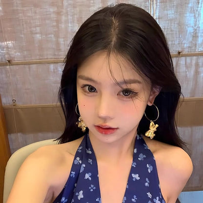 Drop Earring Hoop Flower