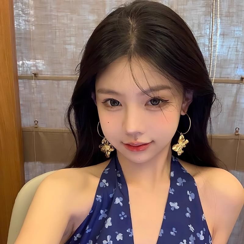 Drop Earring Hoop Flower