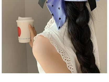 Heart Print Bow Scrunchie Striped