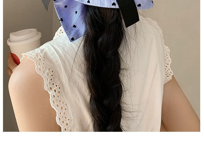Heart Print Bow Scrunchie Striped