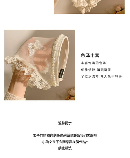 Headband Applique Butterfly Trim Lace