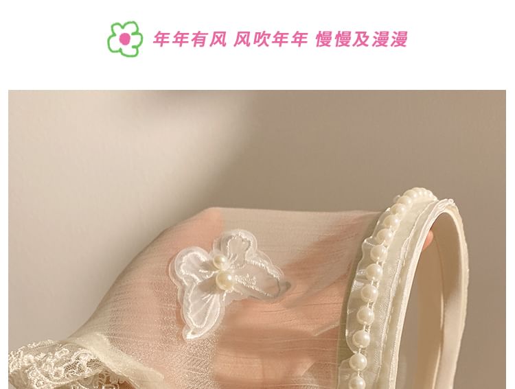 Headband Applique Butterfly Trim Lace