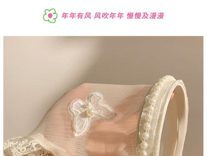 Headband Applique Butterfly Trim Lace