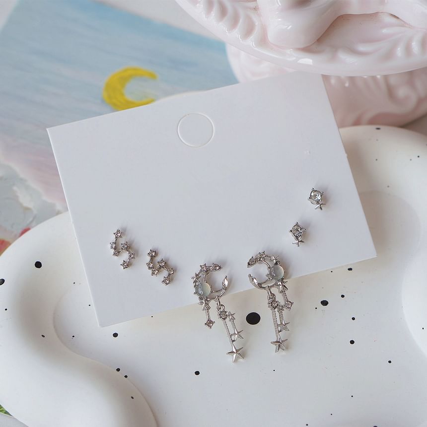 Star Earring Rhinestone of Pairs: 3 Set
