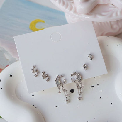 Star Earring Rhinestone of Pairs: 3 Set