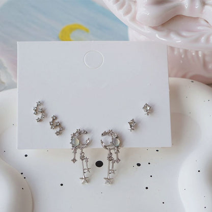 Star Earring Rhinestone of Pairs: 3 Set