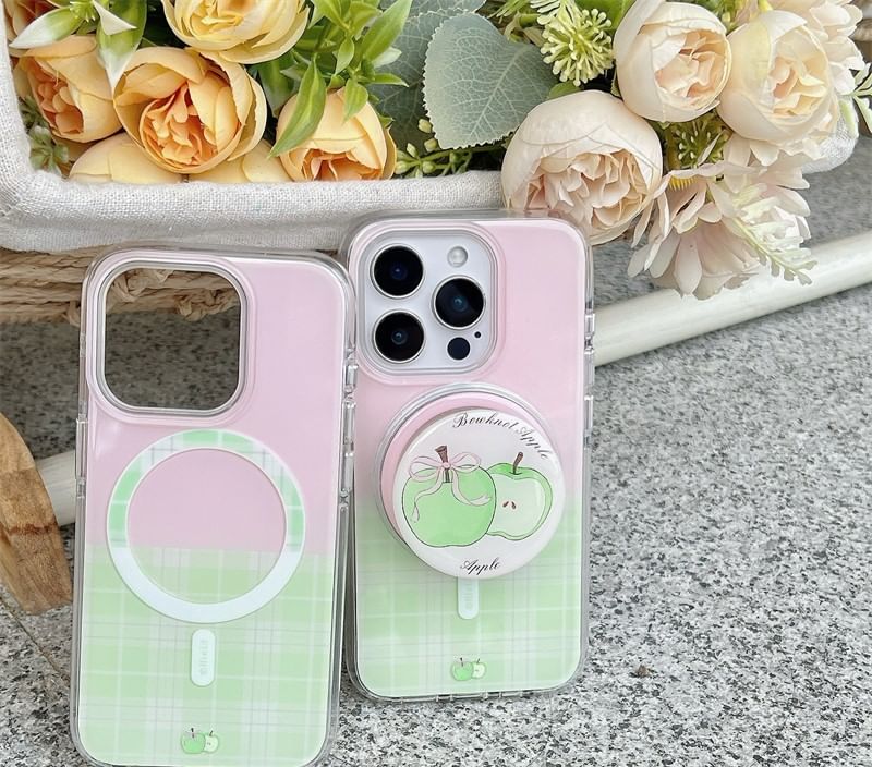 Phone with Case Plaid Magnetic MagSafe) Apple (Compatible