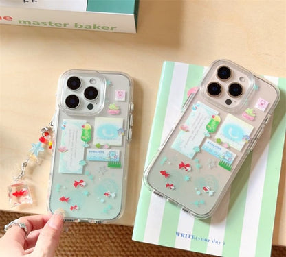 / Goldfish Case Set Charm Phone