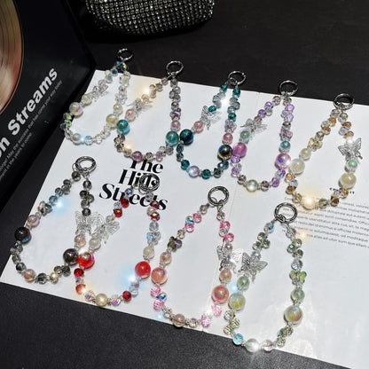 Strap Phone Beaded Butterfly Wrist Faux Crystal