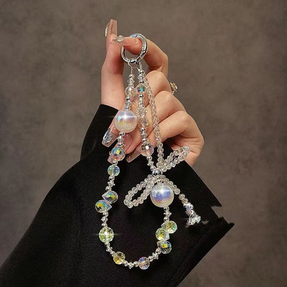 Wrist Bow Beaded Phone Strap Crystal Faux
