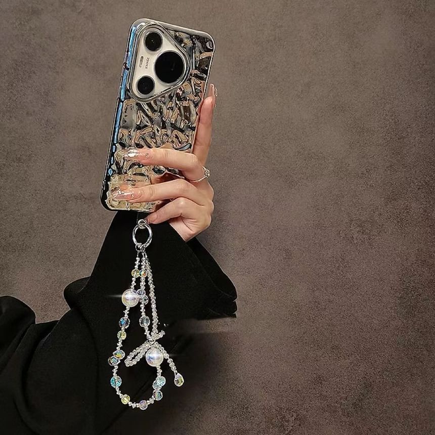 Wrist Bow Beaded Phone Strap Crystal Faux