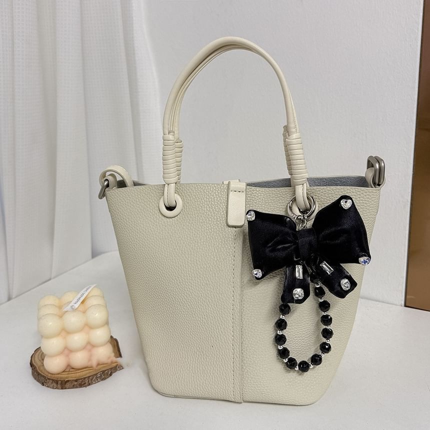 Pad Rhinestone Charm Phone with Bow Lanyard Faux Pearl