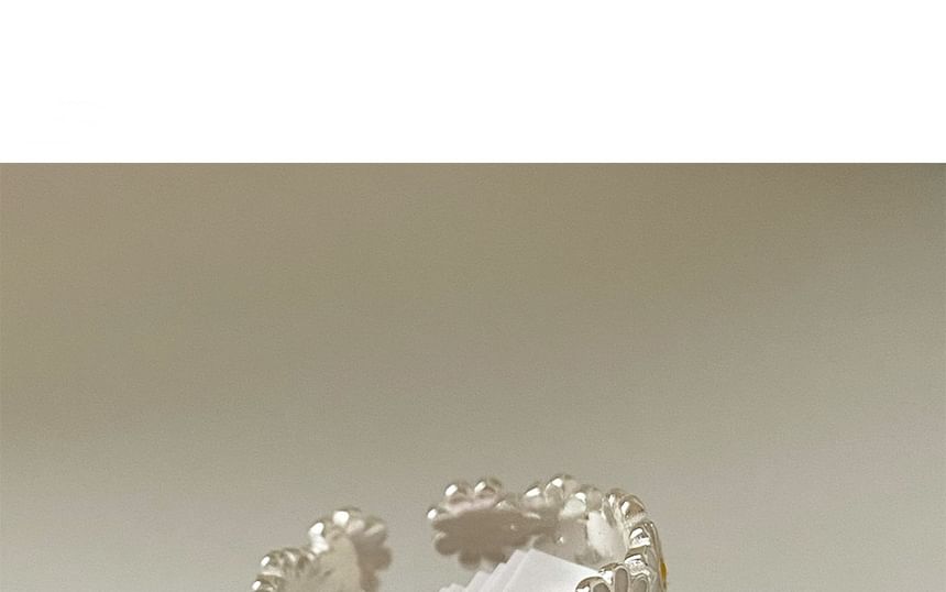 925 Silver Open Sterling Daisy Enamel Ring