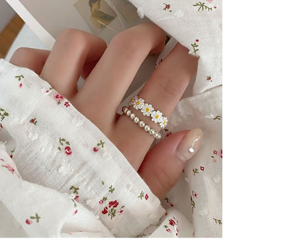 925 Silver Open Sterling Daisy Enamel Ring