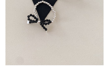 Silver Ring Sterling Bow 925 Beaded Elastic