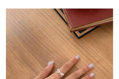 Silver Ring Sterling Bow 925 Beaded Elastic