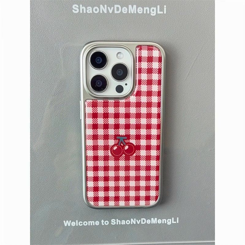 Phone Case Gingham Cherry Print