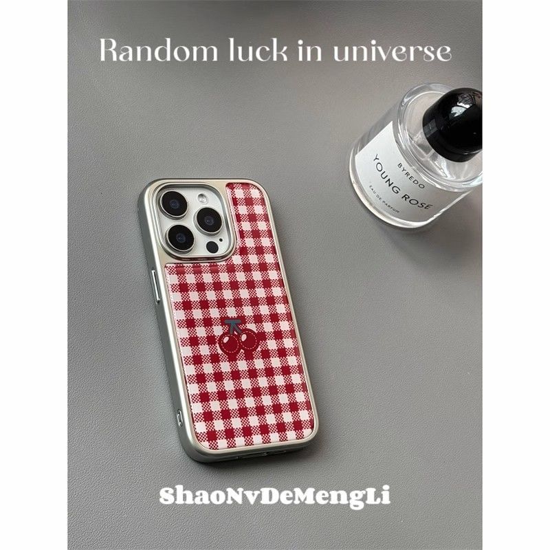 Phone Case Gingham Cherry Print