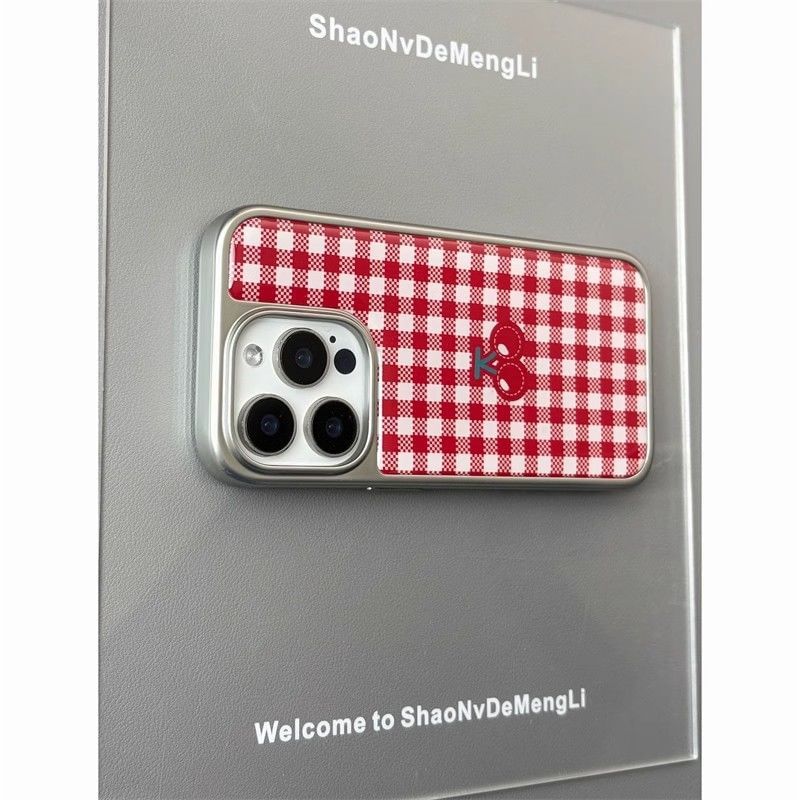 Phone Case Gingham Cherry Print