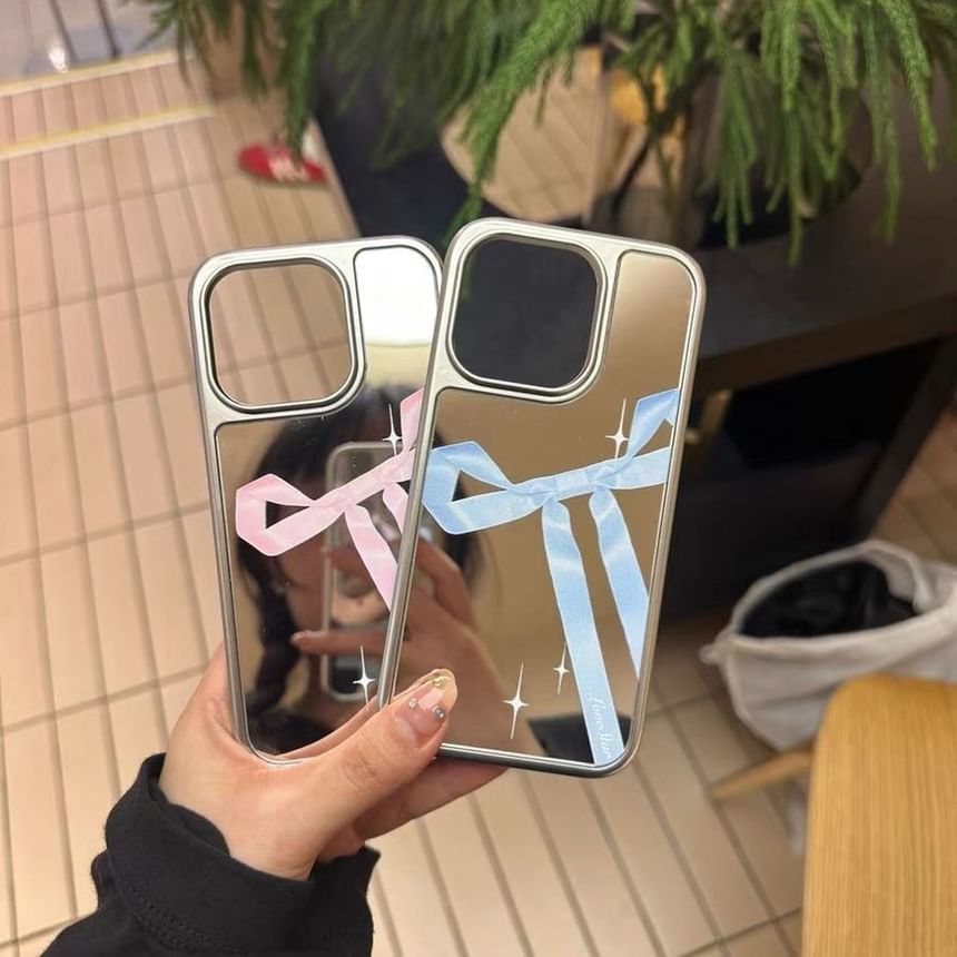 Ribbon Print Mirror Case Phone