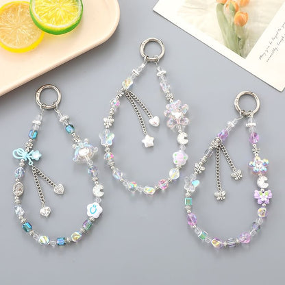 Faux Phone Bear Strap Crystal Floral Cartoon /