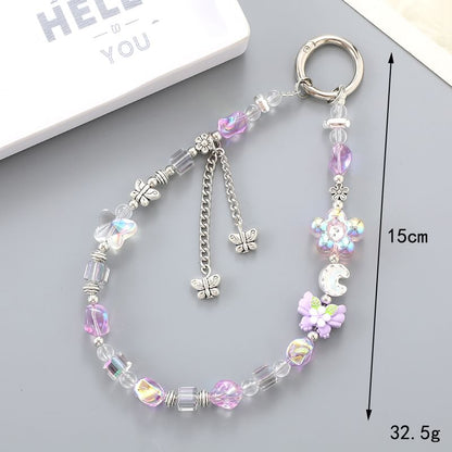 Faux Phone Bear Strap Crystal Floral Cartoon /