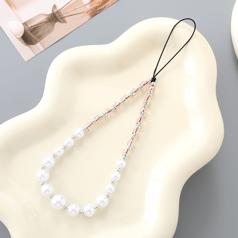 Pearl Faux Phone Strap Rhinestone