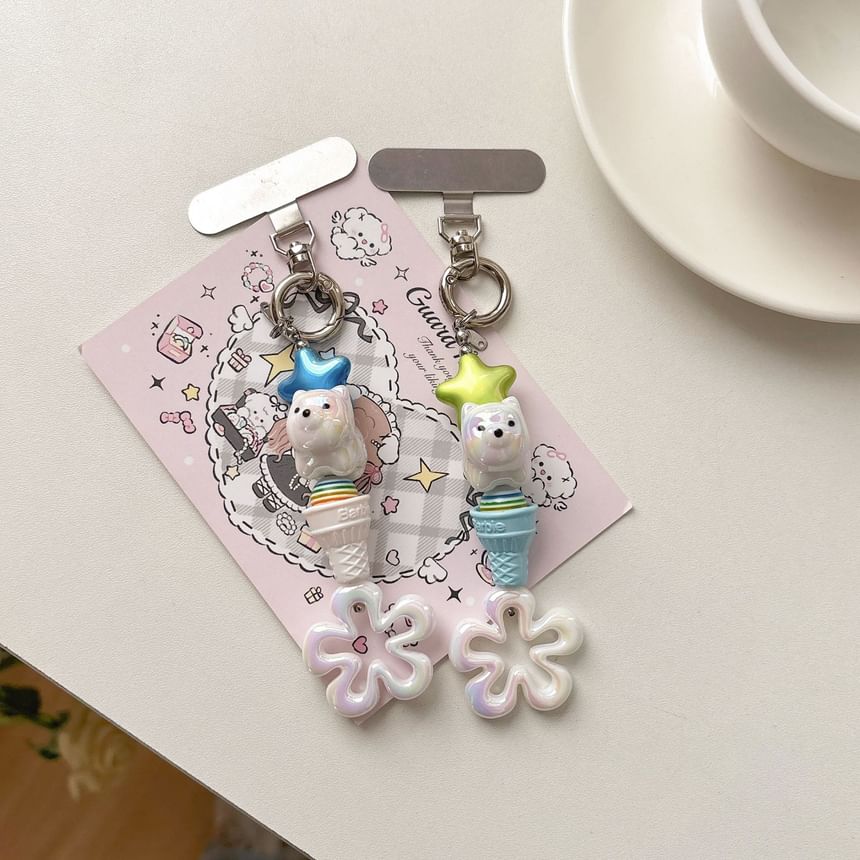 Floral Pad Cream Charm with Designs) Phone Lanyard (Various Ice