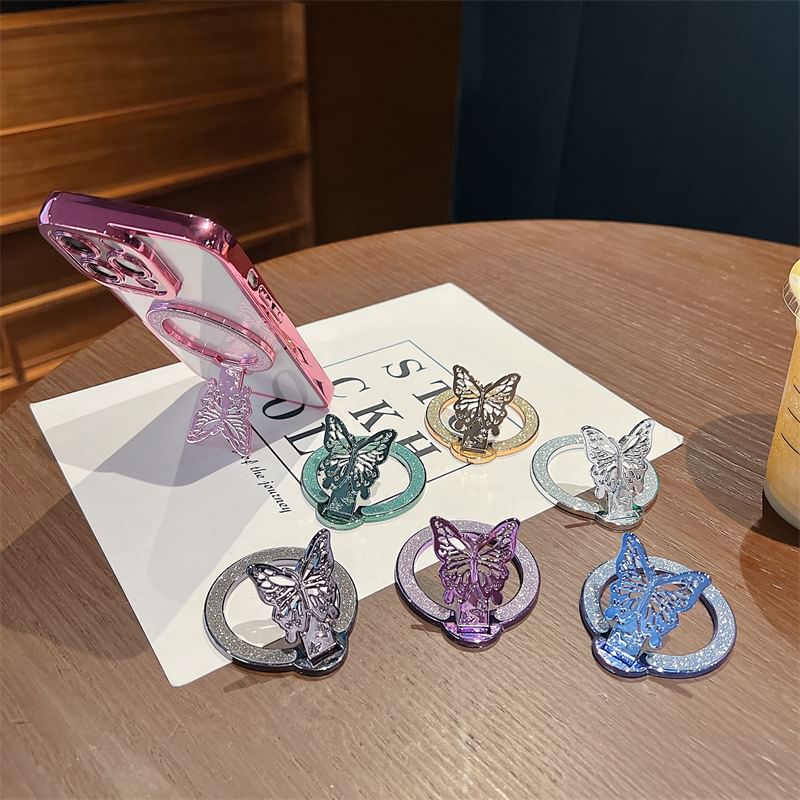 Stand Glitter Butterfly Phone Magnetic