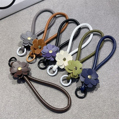 Leather Floral Faux Pad and Strap Phone with Lanyard