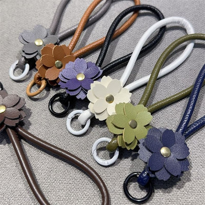 Leather Floral Faux Pad and Strap Phone with Lanyard