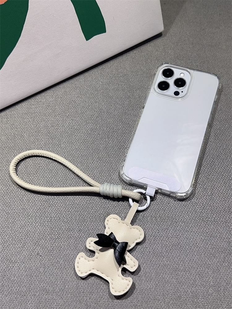 Strap Pad Phone Bear Faux and Lanyard with Leather