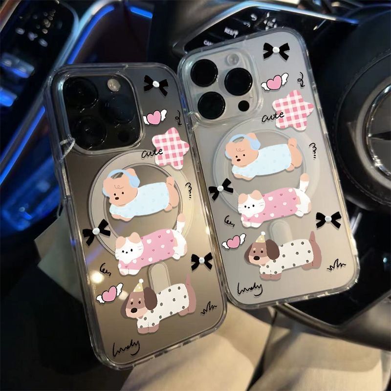 with (Compatible Transparent MagSafe) Case Phone Magnetic Dog
