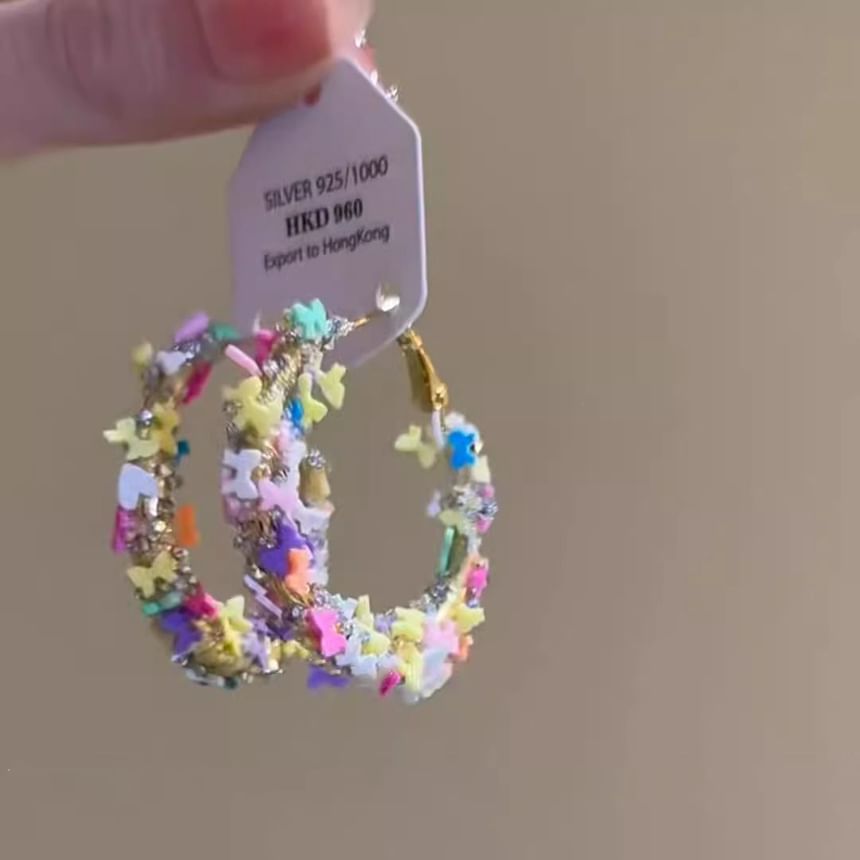 Hoop Earring Alloy Butterfly