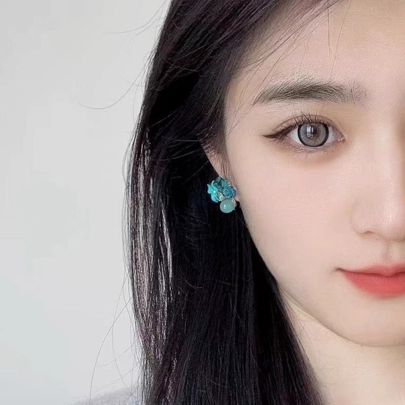 Floral Earring Alloy Statement Rhinestone