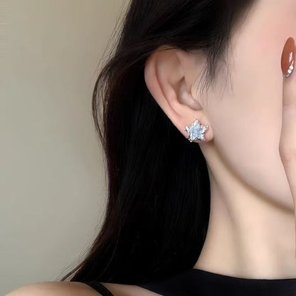 Earring Stud Faux Alloy Star Crystal