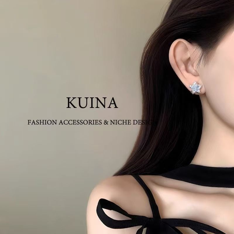 Earring Stud Faux Alloy Star Crystal