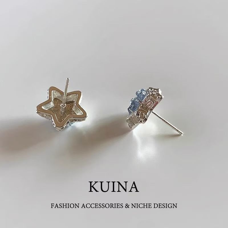 Earring Stud Faux Alloy Star Crystal