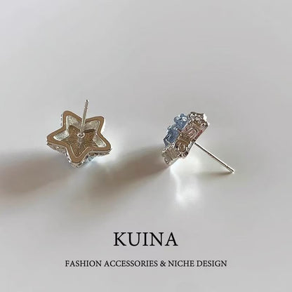 Earring Stud Faux Alloy Star Crystal