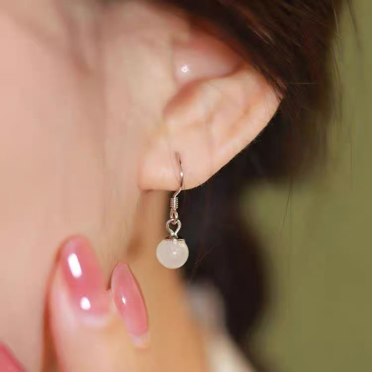 Eye Bead Alloy Cat Stone Earring Faux Dangle