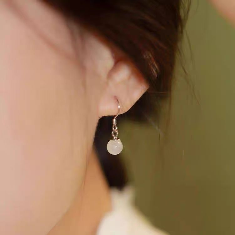 Eye Bead Alloy Cat Stone Earring Faux Dangle