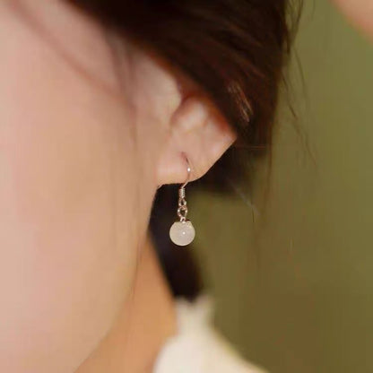 Eye Bead Alloy Cat Stone Earring Faux Dangle