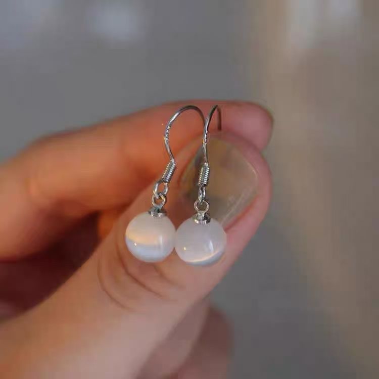 Eye Bead Alloy Cat Stone Earring Faux Dangle