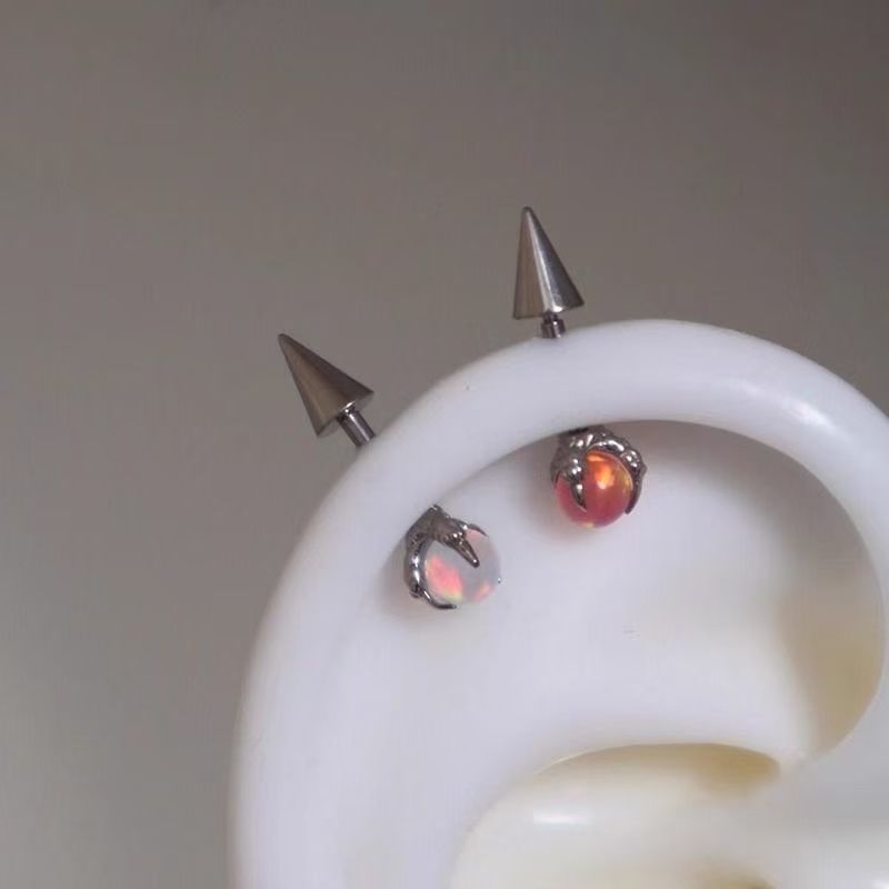 Faux Alloy Gemstone Earring Claw Through